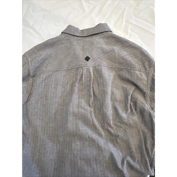 Prana Shirt Mens Large Gray Herringbone Long Sleeve Button Up Casual Nature - Picture 12 of 15